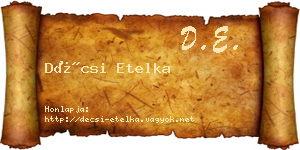 Décsi Etelka névjegykártya